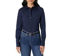 Amazon Essentials Camicia Elegante con Bottoni, in Popeline Elasticizzato Donna, Blu Marino, S