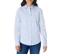 Amazon Essentials Camicia Elegante dalla Vestibilità Classica con Bottoni, in Popeline Elasticizzato Donna, Bianco Blu Mini Righe, L