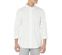 Amazon Essentials Camicia Elegante Elasticizzata a Manica Lunga vestibilità Regolare Uomo, Blu Marino Bianco Diamond Geo, S