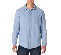 Amazon Essentials Camicia in Denim a Maniche Lunghe con Bottoni sul Colletto, Vestibilità Regolare Uomo, Lavaggio Indaco Chiaro, XS