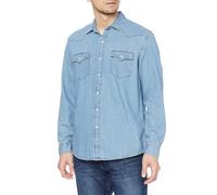 Amazon Essentials Camicia in Denim a Maniche Lunghe Regular Fit Uomo, Blu Chiaro, L