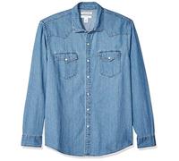 Amazon Essentials Camicia in Denim a Maniche Lunghe Regular Fit Uomo, Blu Chiaro, M