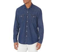 Amazon Essentials Camicia in Denim a Maniche Lunghe Regular Fit Uomo, Blu, L