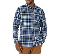 Amazon Essentials Camicia in Flanella a Maniche Lunghe (Disponibile in Taglie Extra Forti) Uomo, Bianco Blu Motivo Scozzese, L