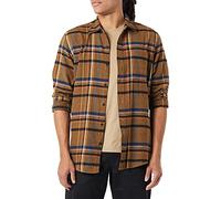 Amazon Essentials Camicia in Flanella a Maniche Lunghe Uomo, Marrone Nero Motivo A Quadri Misto, L