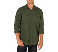 Amazon Essentials Camicia in Flanella vestibilità Regolare a Maniche Lunghe con Due Tasche Uomo, Verde Oliva Puntinato, L
