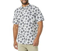 Amazon Essentials Camicia in Popeline a Maniche Corte Slim Uomo, Bianco Blu Marino Palme, M