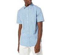 Amazon Essentials Camicia in Popeline a Maniche Corte Slim Uomo, Blu Chiaro Bianco Percalle, XL