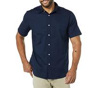 Amazon Essentials Camicia in Popeline a Maniche Corte Slim Uomo, Blu Marino, XS