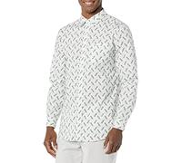 Amazon Essentials Camicia in Popeline Elasticizzato A Manica Lunga dalla vestibilità Aderente Uomo, Blu Chiaro Stampa Uccello, XXL