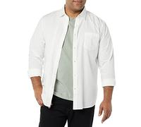 Amazon Essentials Camicia in Popeline Elasticizzato A Manica Lunga dalla vestibilità Regolare Uomo, Bianco, S
