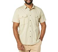 Amazon Essentials Camicia Multiuso con Due Tasche a Maniche Corte vestibilità Aderente Uomo, Marrone Kaki Chiaro, S