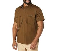 Amazon Essentials Camicia Multiuso con Due Tasche a Maniche Corte vestibilità Aderente Uomo, Verde Oliva Scuro, XL