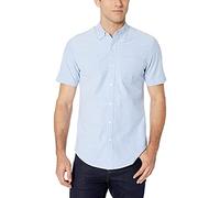 Amazon Essentials Camicia Oxford con Tasca a Maniche Corte Slim Uomo, Blu, L