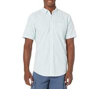 Amazon Essentials Camicia Oxford con Tasca a Maniche Corte vestibilità Regolare Uomo, Blu Righe, XS