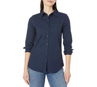 Amazon Essentials Camicia Oxford Elasticizzata a Maniche Lunghe Button-Down (Disponibili in Taglie Forti) Donna, Blu Marino, L