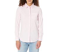 Amazon Essentials Camicia Oxford Elasticizzata a Maniche Lunghe Button-Down (Disponibili in Taglie Forti) Donna, Rosa Chiaro Bianco Righe, S