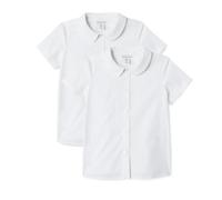 Amazon Essentials Camicia per Uniforme Scolastica, Colletto alla Peter Pan, Maniche Corte, Facile da Stirare Bambine e ragazze, Confezione da 2