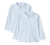 Amazon Essentials Camicia Peter Pan a Maniche Lunghe in Popeline per Bambine (NA Singles - UK 2 Pezzi), Blu Fiordaliso - 2 Pezzi, 10