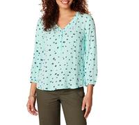 Amazon Essentials Camicia Popover da Donna con Maniche a 3/4 con Bottoni, Blu Acqua, Papavero, XL