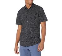 Amazon Essentials Camicia Slim-Fit A Maniche Corte con Bottoni E Stampa Uomo, Nero Floreale, L