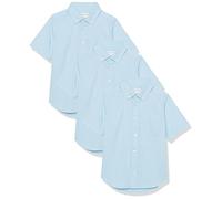 Amazon Essentials Camicie a Maniche Corte Stile Uniforme in Popeline Elasticizzato con Chiusura con Bottoni Bambini e Ragazzi, Pacco da 3, Blu, 11-12 Anni Plus