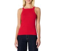 Amazon Essentials Canotta a Coste Elasticizzata con Collo Alto ed Elasticità Uniforme, Vestibilità AderenteDonna, Rosso, L