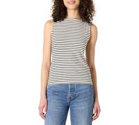 Amazon Essentials Canotta A Strati Slim-fit In Maglia A Costine Con Scollo A Barchetta Donna, Bianco Guscio D'uovo Nero Marinara, XXS