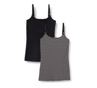 Amazon Essentials Canotta Adatta per maternità E Allattamento con Spallini Regolabili E Reggiseno Integrato Donna, Pacco da 2, Nero Righe, XS