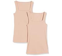 Amazon Essentials Canotta con Scollo Quadrato, vestibilità Aderente Donna, Pacco da 2, Beige Medio, XXL