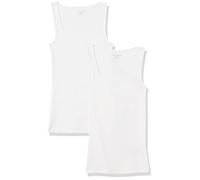 Amazon Essentials Canotta con Scollo Quadrato, vestibilità Aderente Donna, Pacco da 2, Bianco, M