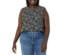 Amazon Essentials Canotta Girocollo Senza Maniche a Strati vestibilità Regolare Donna, Nero Motivo Floreale Piccolo, S