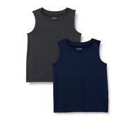 Amazon Essentials Canotta in Tessuto Tecnico Elasticizzato Bambini e Ragazzi, Pacco da 2, Blu Marino/Grafite mélange, 9 Anni