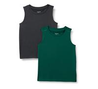 Amazon Essentials Canotta in Tessuto Tecnico Elasticizzato Bambini e Ragazzi, Pacco da 2, Grafite mélange/Verde Scuro, 10 Anni