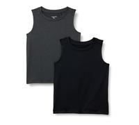 Amazon Essentials Canotta In Tessuto Tecnico Elasticizzato Bambini e Ragazzi, Pacco da 2, Grafite Mélange/Nero, 11-12 anni