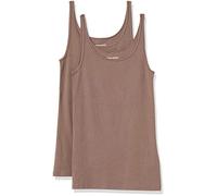 Amazon Essentials Canotta Slim con Spalline Sottili Donna, Confezione da 2, Beige Scuro, S