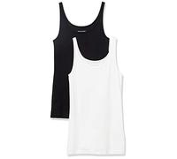 Amazon Essentials Canotta Slim con Spalline Sottili Donna, Confezione da 2, Bianco/Nero, S