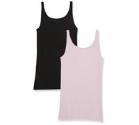 Amazon Essentials Canotta Slim con Spalline Sottili Donna, Confezione da 2, Lilla/Nero, XS