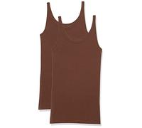 Amazon Essentials Canotta Slim con Spalline Sottili Donna, Pacco da 2, Marrone Intenso, XL