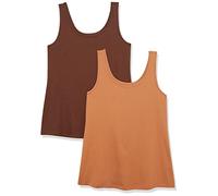 Amazon Essentials Canotta Taglie Forti Donna, Pacco da 2, Caramello Chiaro/Marrone Intenso, 5XL Plus