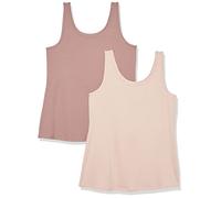 Amazon Essentials Canotta Taglie Forti Donna, Pacco da 2, Grigio Talpa Scuro/Rosato, 5XL Plus