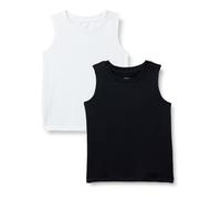 Amazon Essentials Canotta Tecnica Aderente in Tessuto Elasticizzato Bambini e Ragazzi, Pacco da 2, Bianco/Nero, 8 Anni
