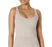 Amazon Essentials Canotta Tecnica Corta in FormFlex Morbidissimo, Sostegno Leggero con Reggiseno Donna, Grigio Talpa, L