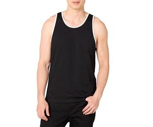 Amazon Essentials Canotta Tecnica da Palestra Leggera in Tessuto Elasticizzato ad Asciugatura Rapida e Assorbimento dell’Umidità Uomo, Nero/Bianco, XS