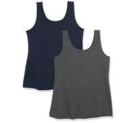 Amazon Essentials Canottiera da donna, taglie forti, confezione da 2, antracite mélange/blu navy, 5XL Plus