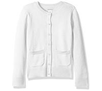 Amazon Essentials Cardigan a Girocollo Vestibilità Aderente Stile Uniforme Bambine e Ragazze, Bianco, 4 anni