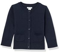 Amazon Essentials Cardigan a Girocollo vestibilità Aderente Stile Uniforme Bambine e Ragazze, Blu Marino, 3 Anni
