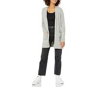Amazon Essentials Cardigan a Maniche Lunghe in Jersey con Cuciture a Vista sul Davanti Donna, Grigio Chiaro Puntinato, XL