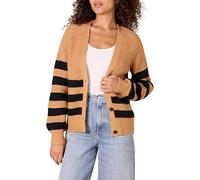 Amazon Essentials Cardigan Blouson a Coste Morbido al Tatto Donna, Cammello Puntinato Nero Righe, XXL