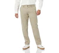 Amazon Essentials Chino Senza Pinces Anti-Grinze con Taglio Dritto Uomo, Marrone Kaki, 38W / 28L